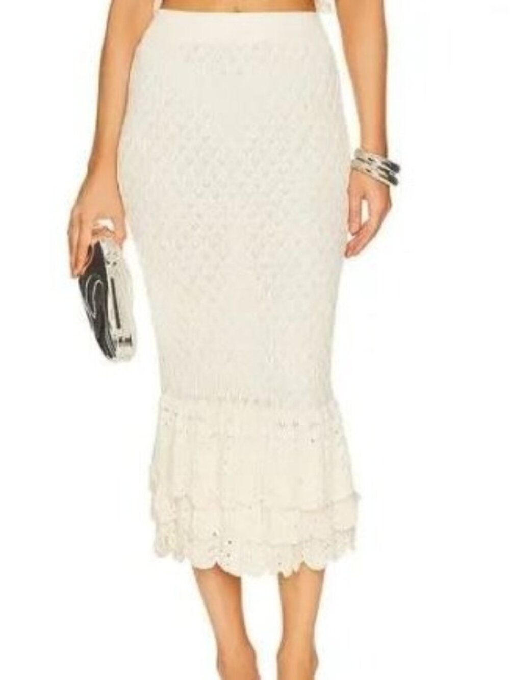 Beach Riot Polly Crochet Midi Skirt XL Ivory Boho Resort Cover Up NWT Ruffle NEW